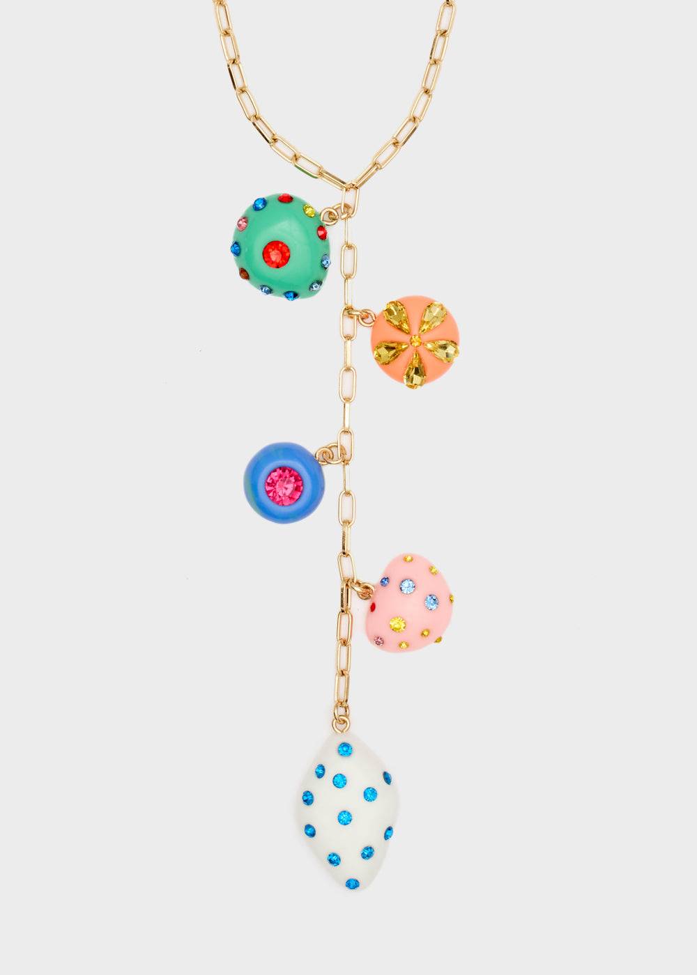 Nalí LONG NECKLACE W/ RESIN MULTICOLOR ELEMENTS In Vendita