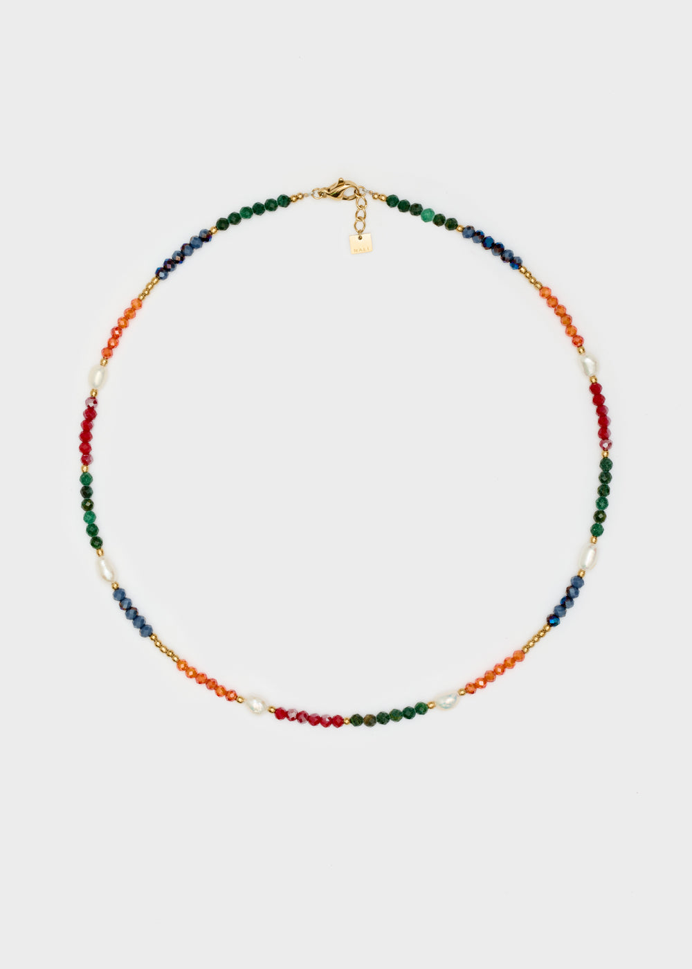 Nalí S.STEEL NECKLACE W/ NATURAL STONES MULTI Nuovo