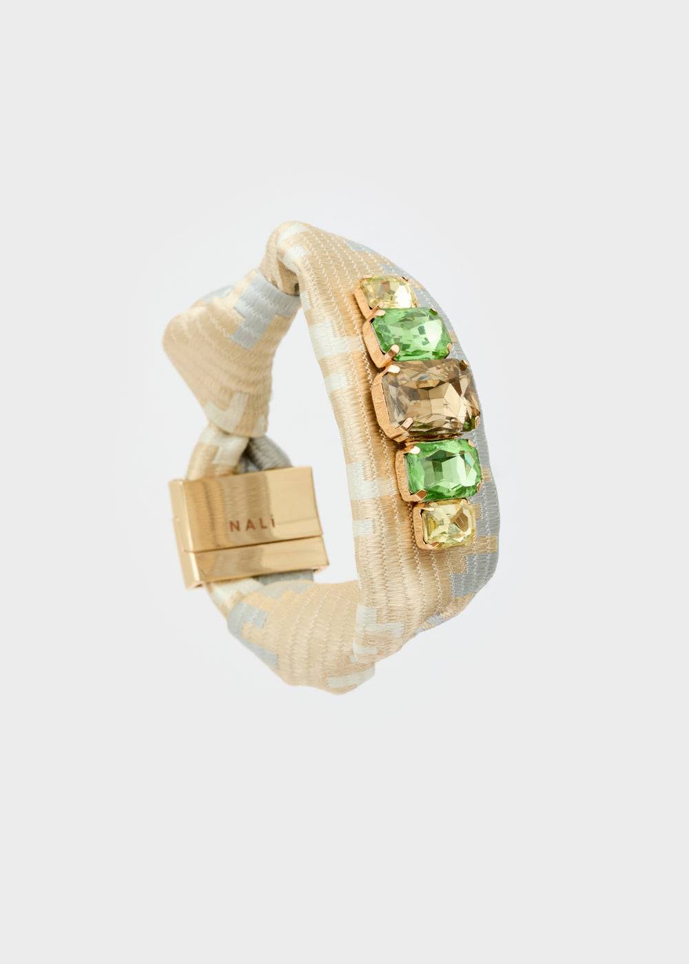 Nalí FABRIC BRACELET WITH GREEN STONES Promozione Limitata