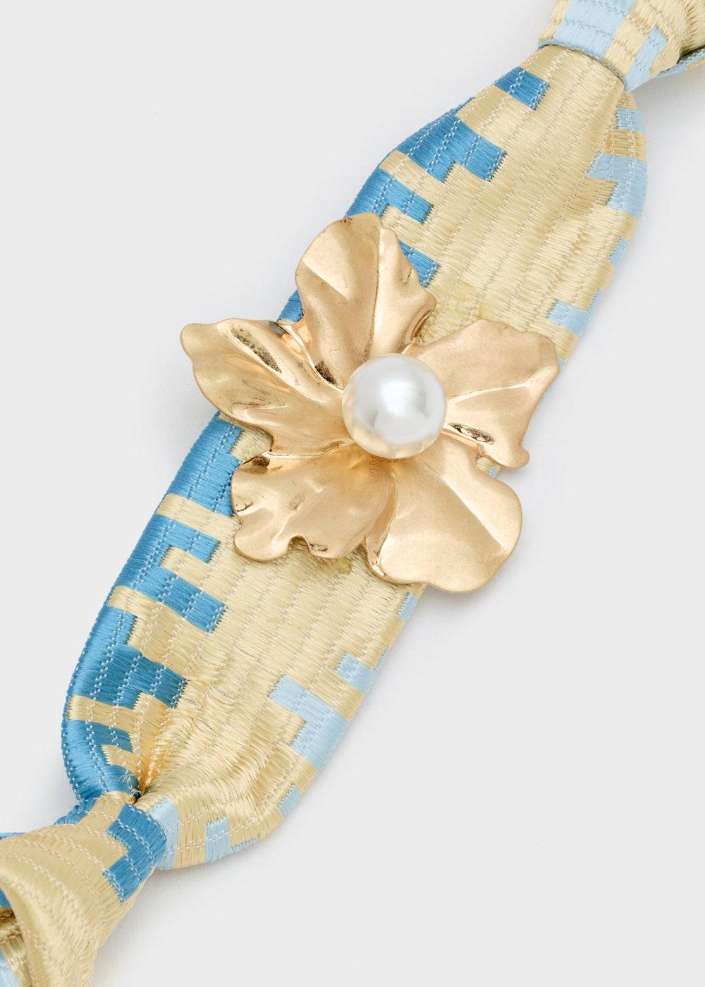 Nalí FABRIC BRACELET W/ FLOWER + PEARL Nuovo