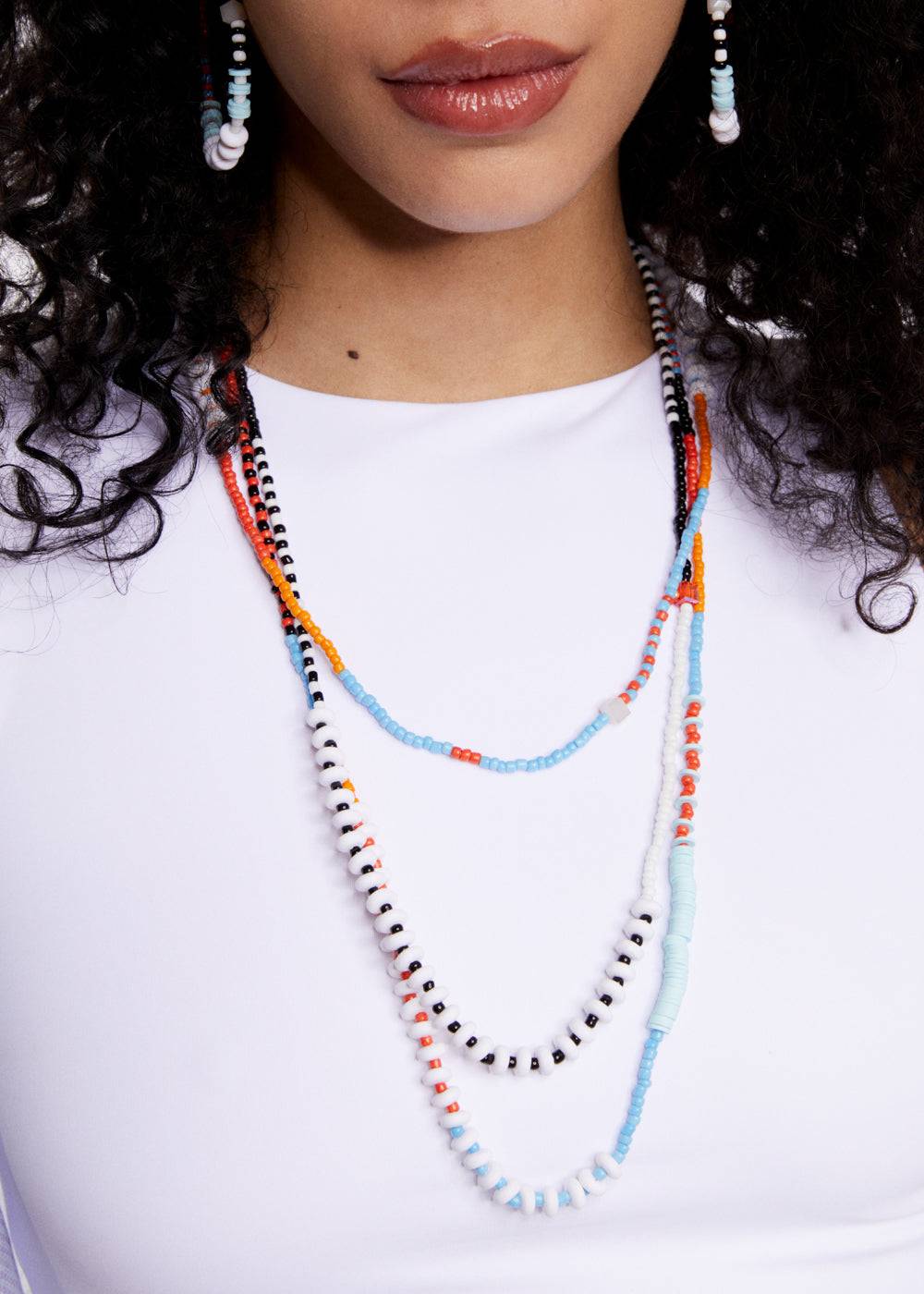 Nalí MULTISTRAND NECKLACE W/ ORANGE BEADS Prezzo Ridotto