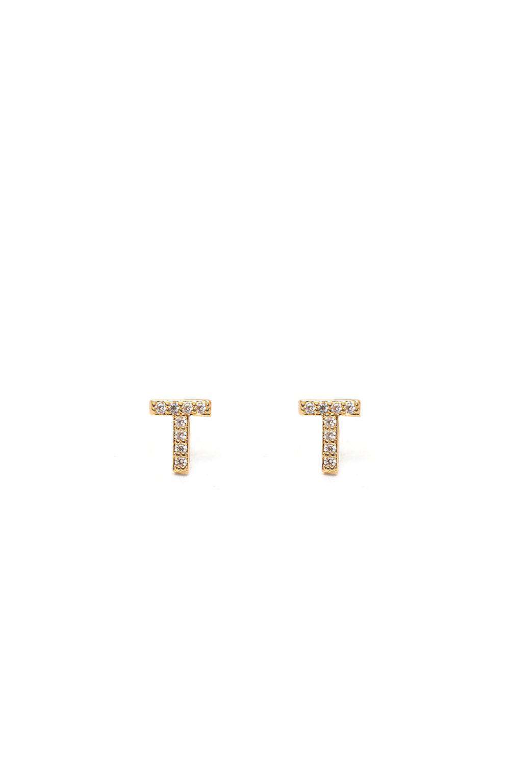 Nalí CRYSTAL STUD EARRINGS LETTER GOLD + LETTERS Presa
