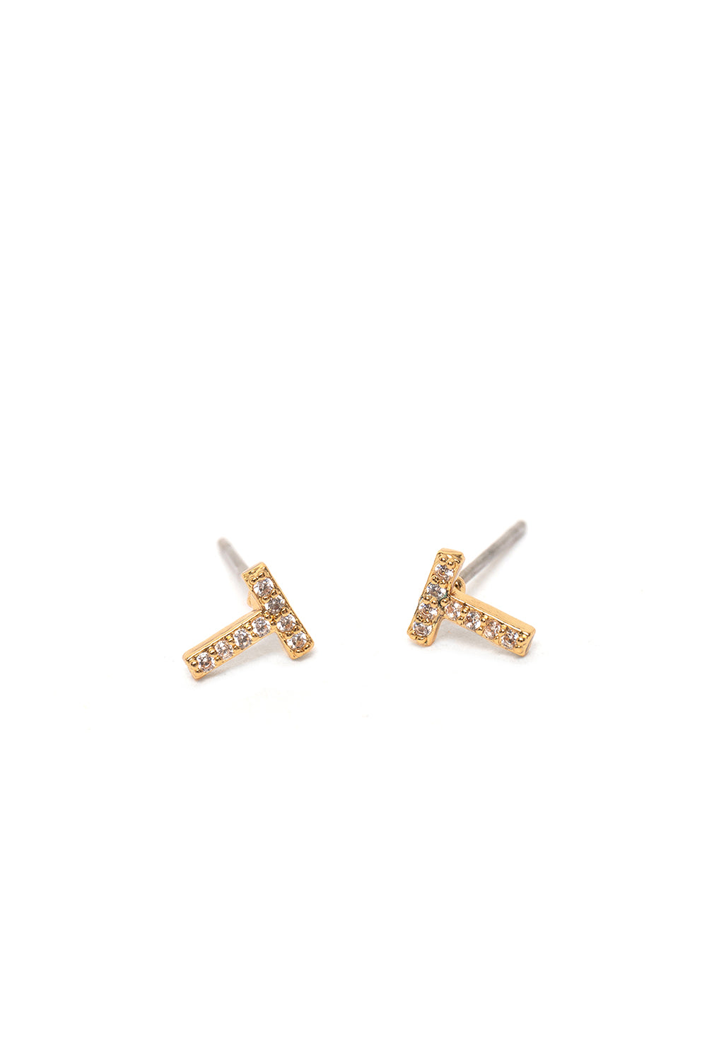 Nalí CRYSTAL STUD EARRINGS LETTER GOLD + LETTERS Presa