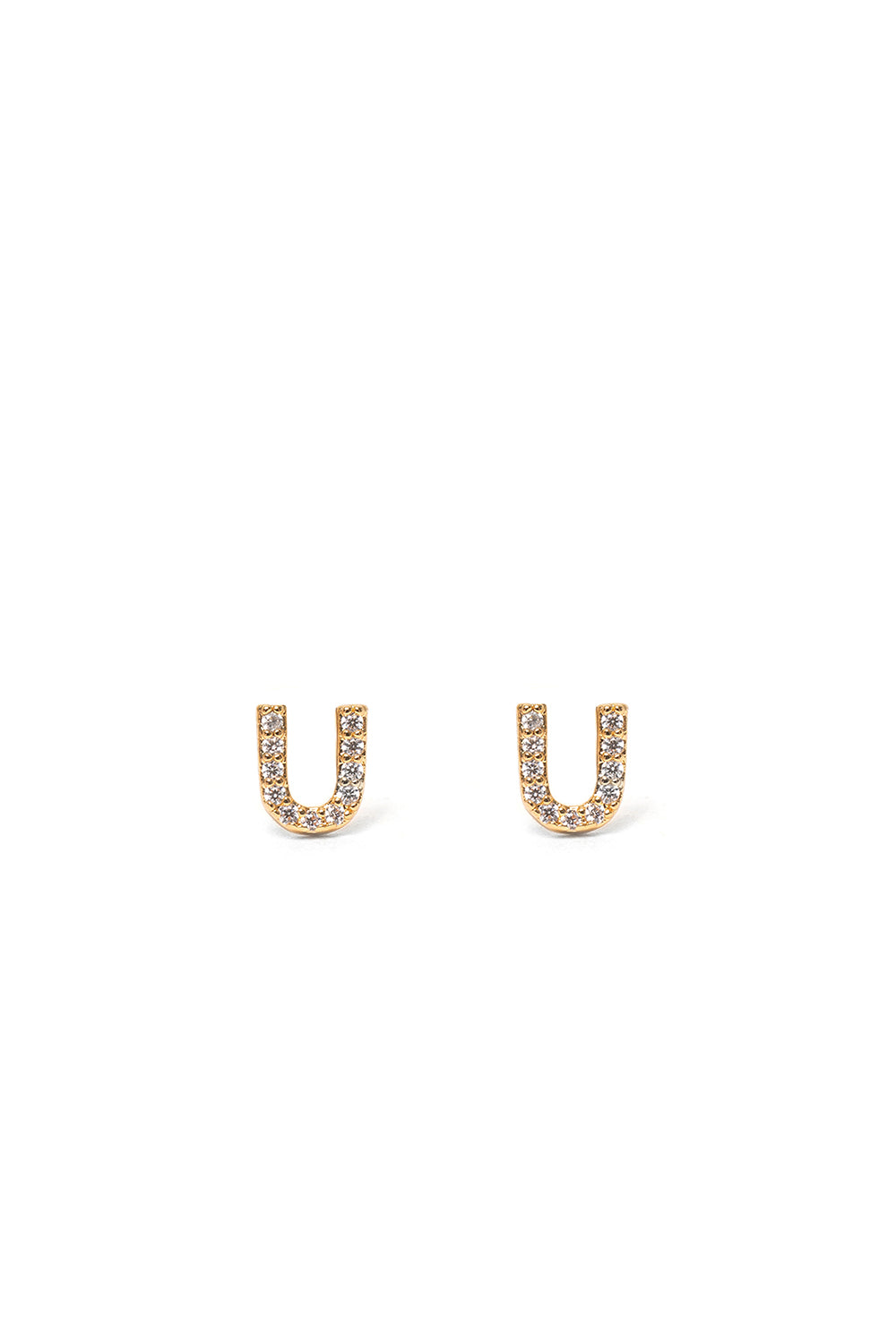 Nalí CRYSTAL STUD EARRINGS LETTER GOLD + LETTERS Presa