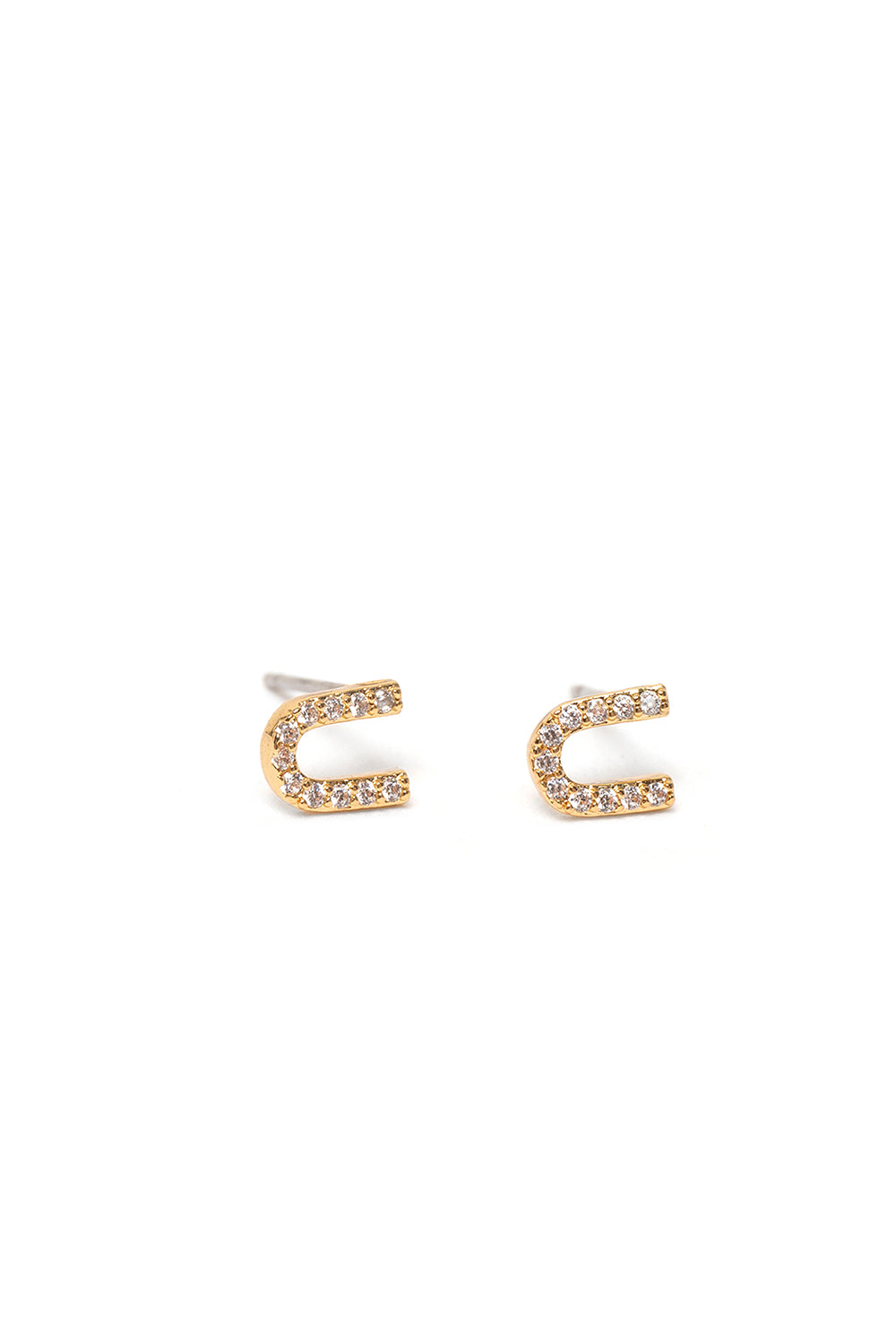 Nalí CRYSTAL STUD EARRINGS LETTER GOLD + LETTERS Presa