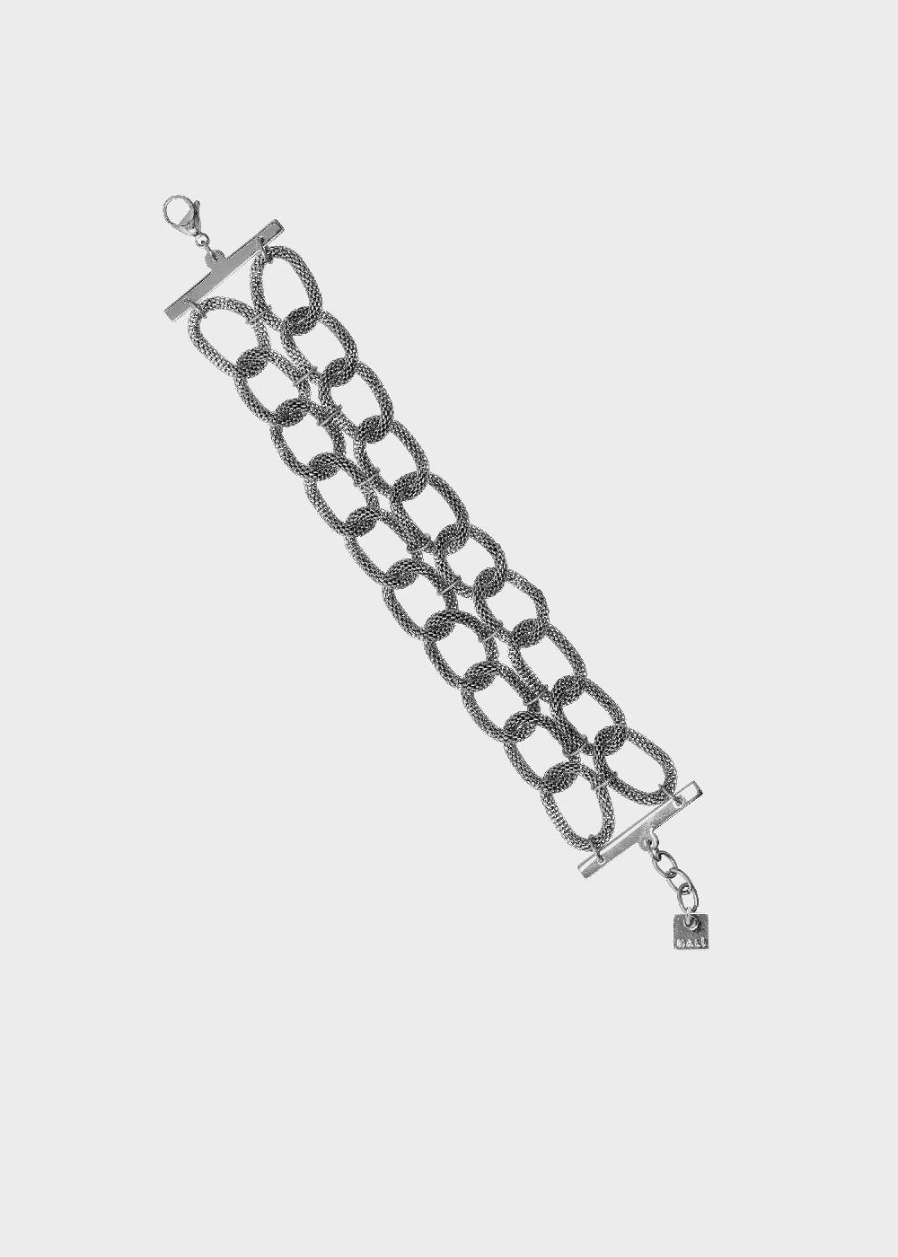 Nalí DIDI STAIN. STEEL DOUBLE CHAIN BRACELET SILVER Saldi