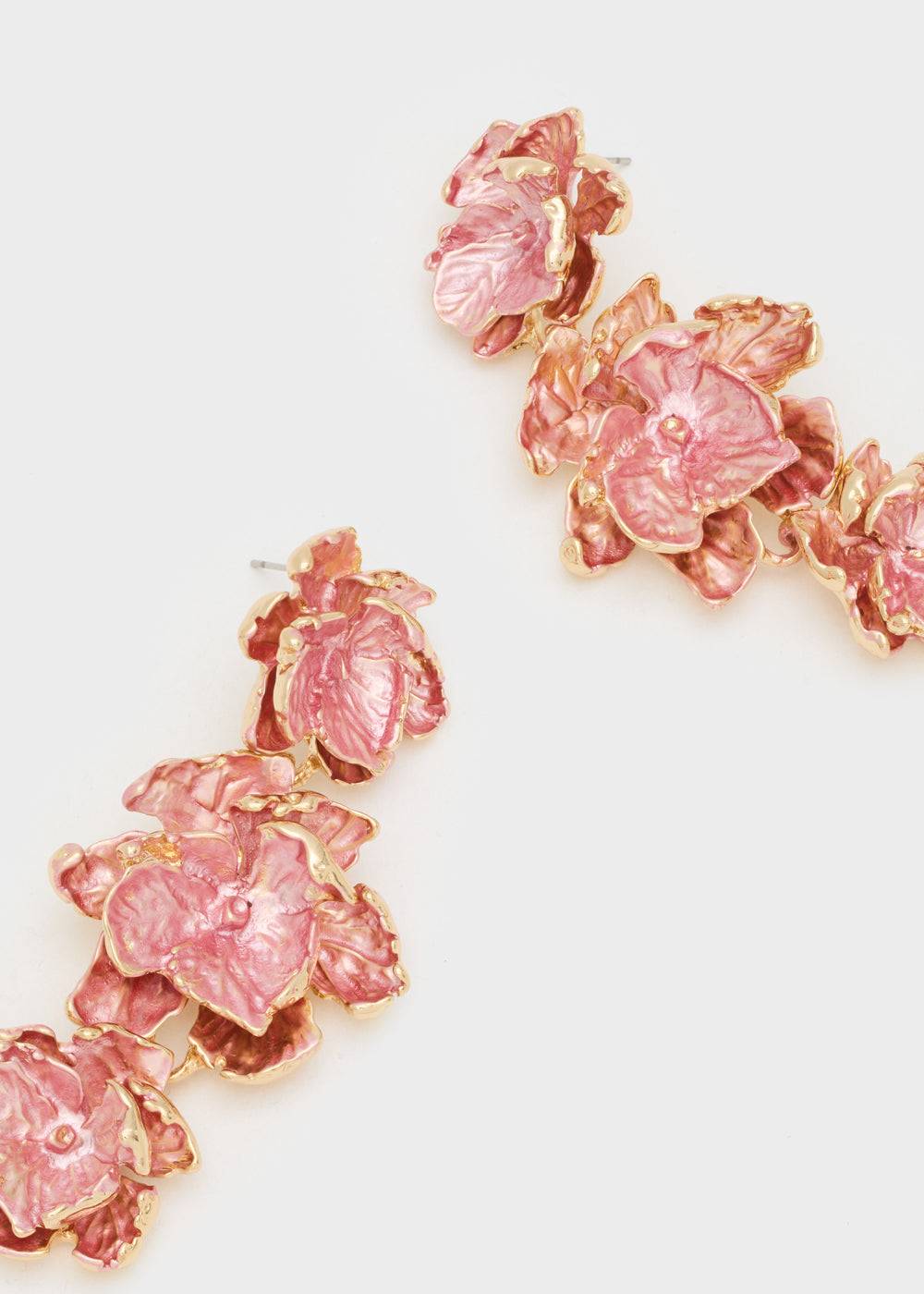 Nalí GOLD EARRINGS W/ ENAMEL SALMON FLOWERS Offerte