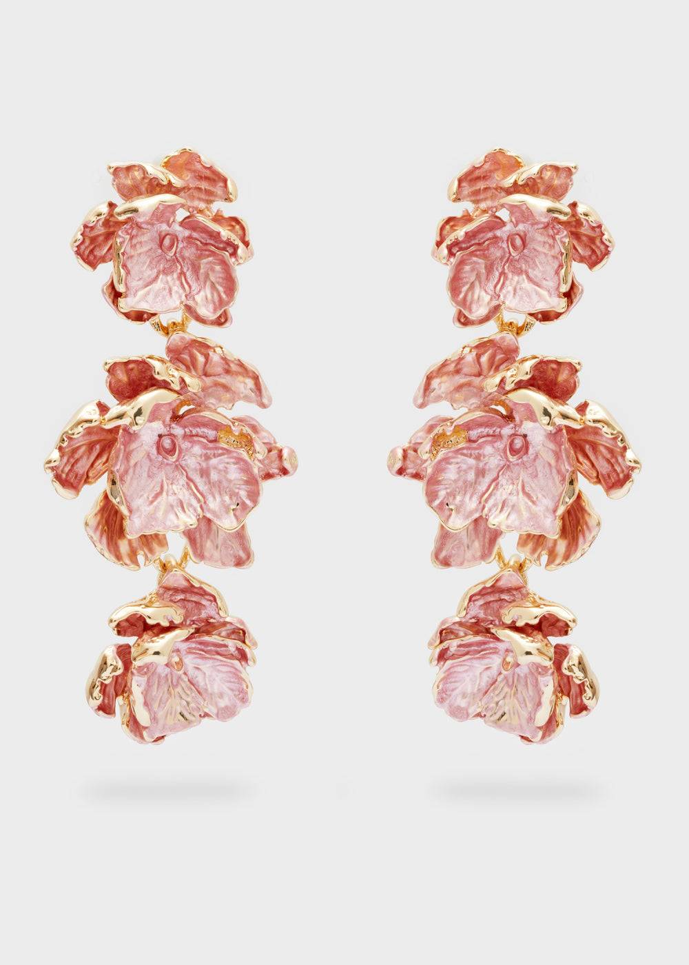 Nalí GOLD EARRINGS W/ ENAMEL SALMON FLOWERS Offerte