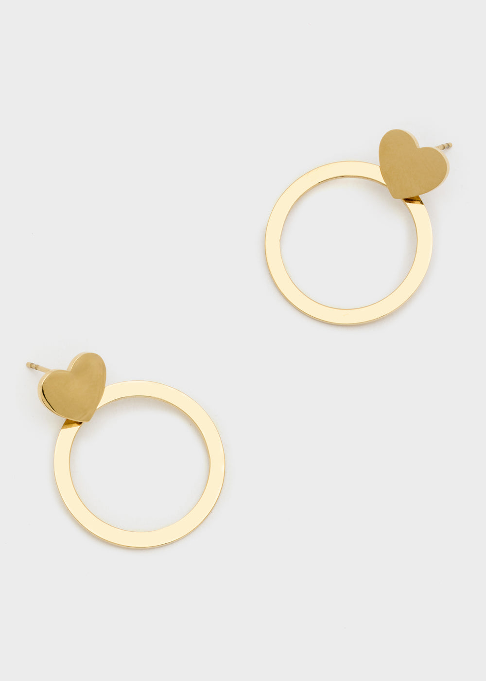 Nalí 14KT GOLD PLA. S.STEEL HOOP+HEART EARRINGS Moda