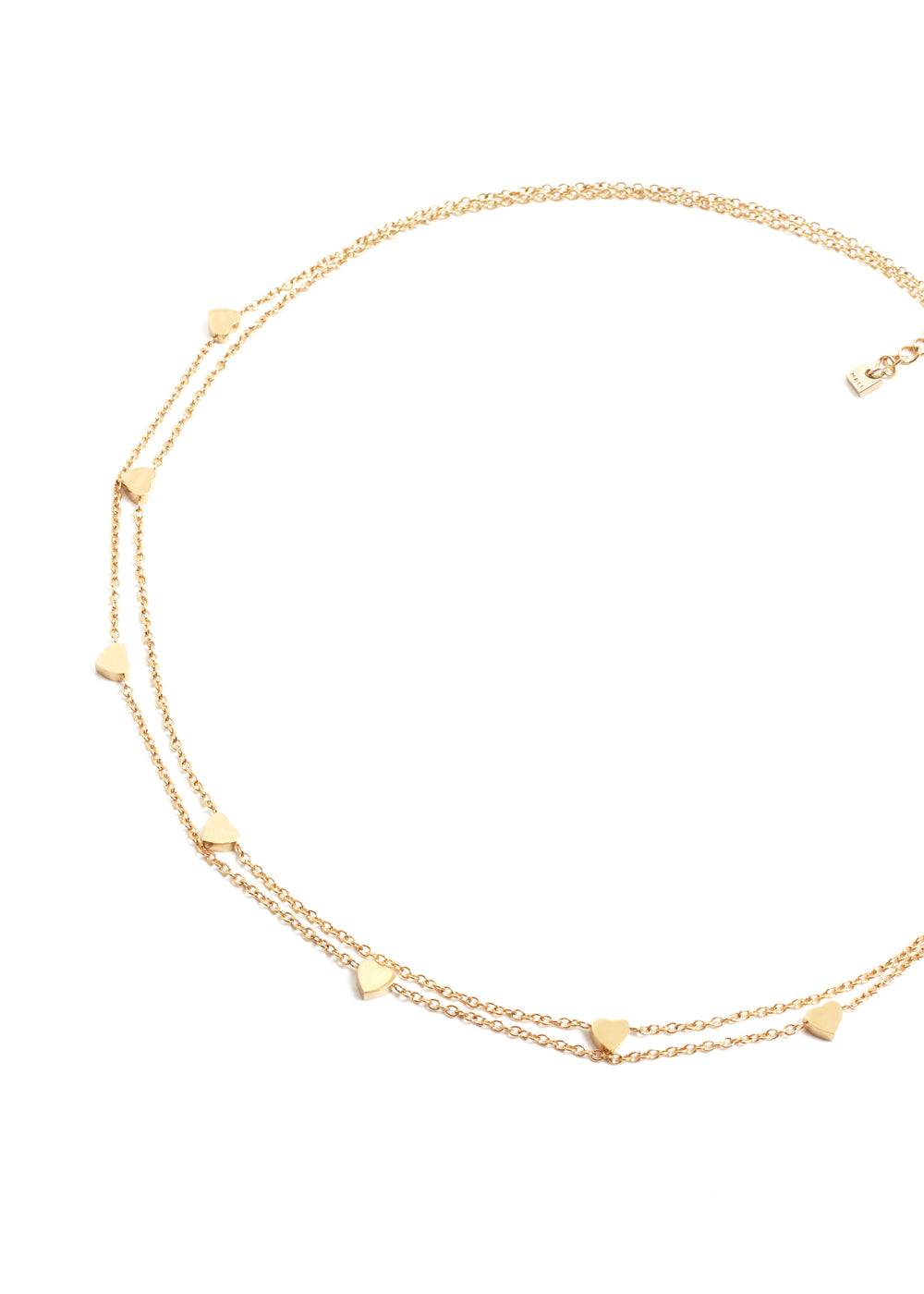 Nalí NECKLACE LEO DOUBLE CHAIN HEARTS GOLD COLOR 2025