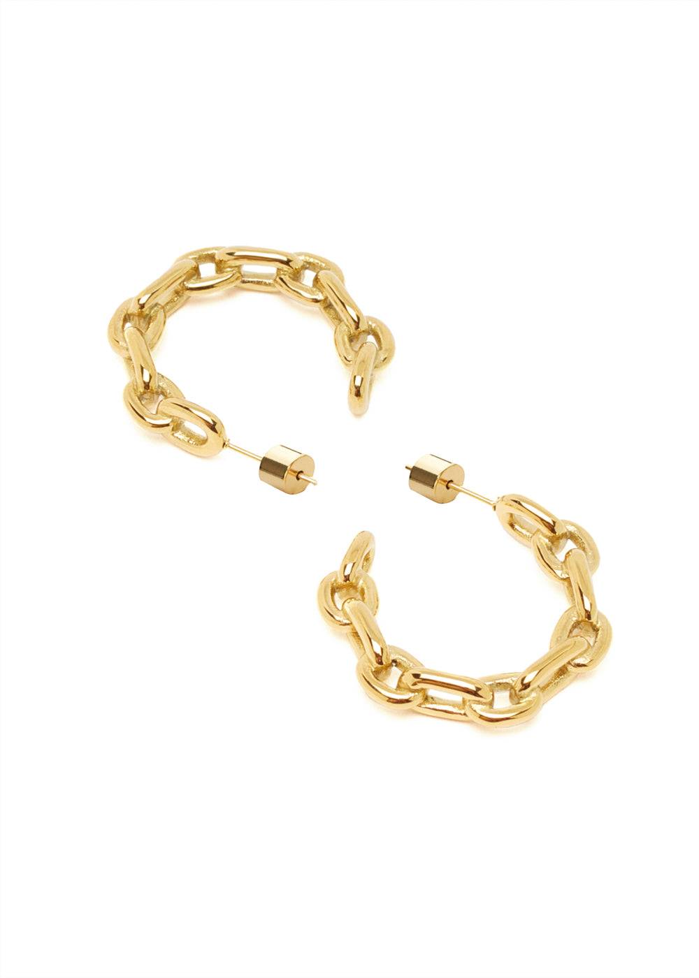 Nalí CHAIN HOOP EARRINGS STAIN. STEEL. 18K GOLD PLATED Nuovo