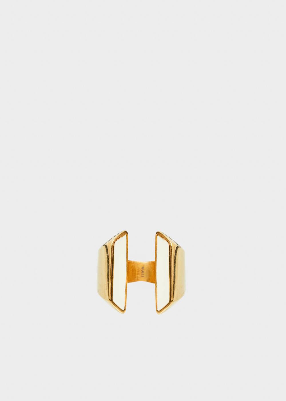 Nalí STAIN. STEEL ARYS ENAMEL RING IN WHITE Pezzi Unici