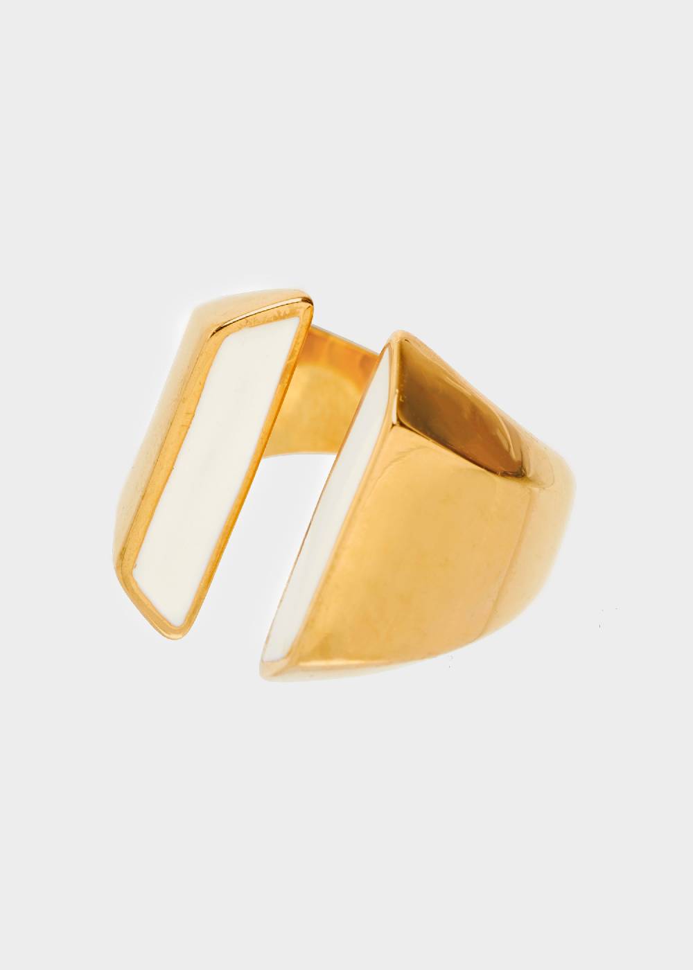 Nalí STAIN. STEEL ARYS ENAMEL RING IN WHITE Pezzi Unici