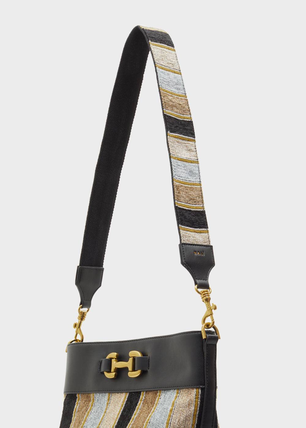 Nalí SALLY STRAP W/ TAUPE AND BLACK STRIPES Soddisfazione Garantita