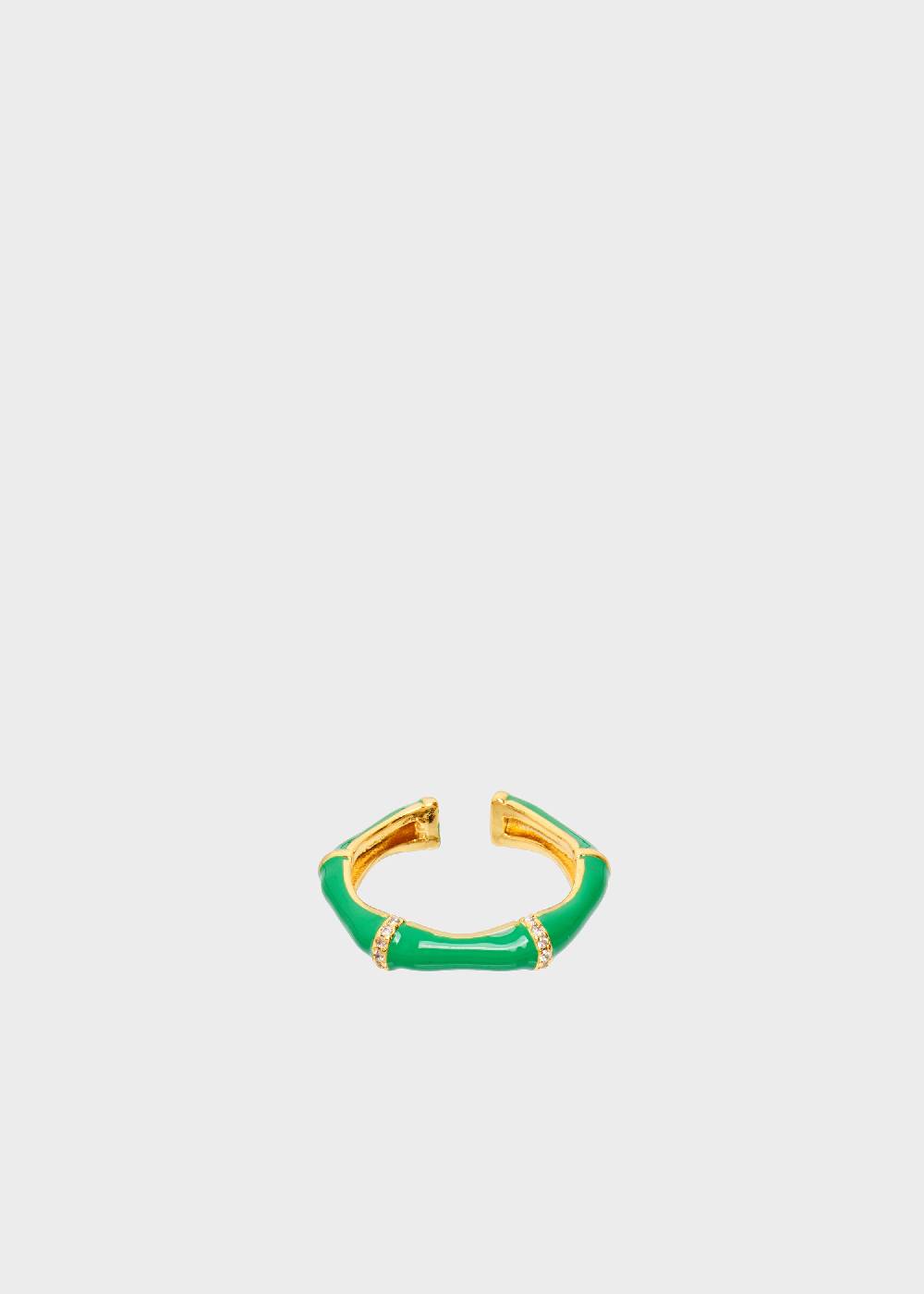 Nalí MERY ENAMEL RING GREEN WITH CRYSTALS Fino Al -60%