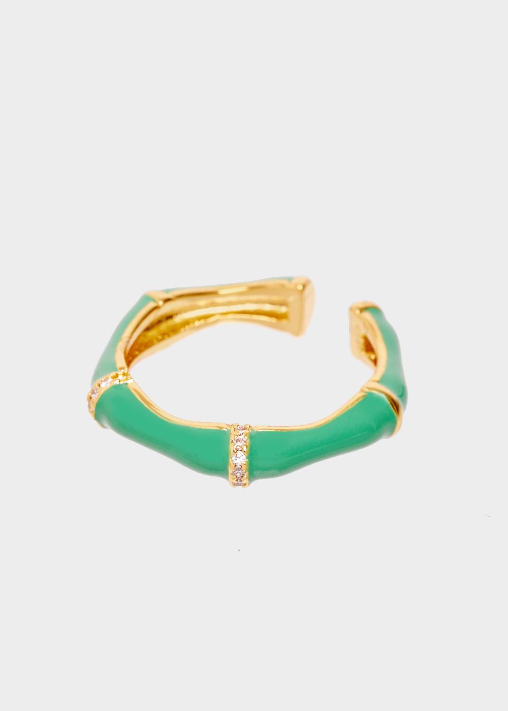Nalí MERY ENAMEL RING GREEN WITH CRYSTALS Fino Al -60%