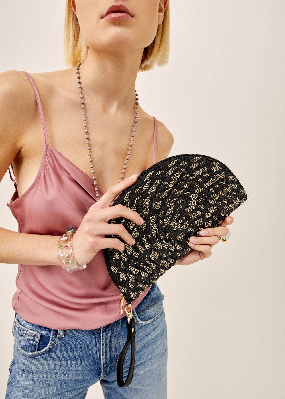 Nalí RIGID BRACELET IN RESIN W/ FUCHSIA STONES Shopping Online