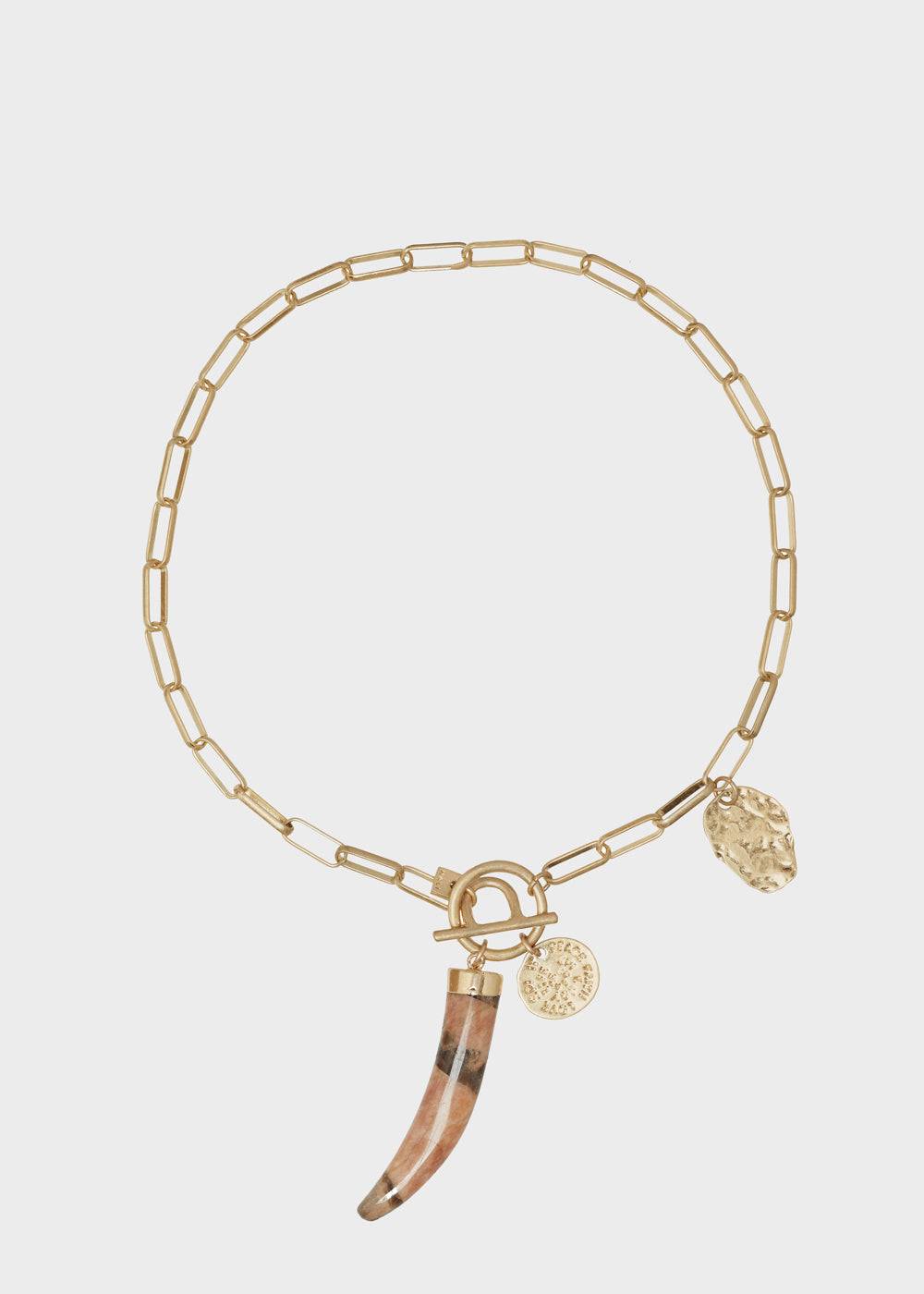 Nalí GOLD CHAIN NECKLACE W/ HORN CHARM Saldi