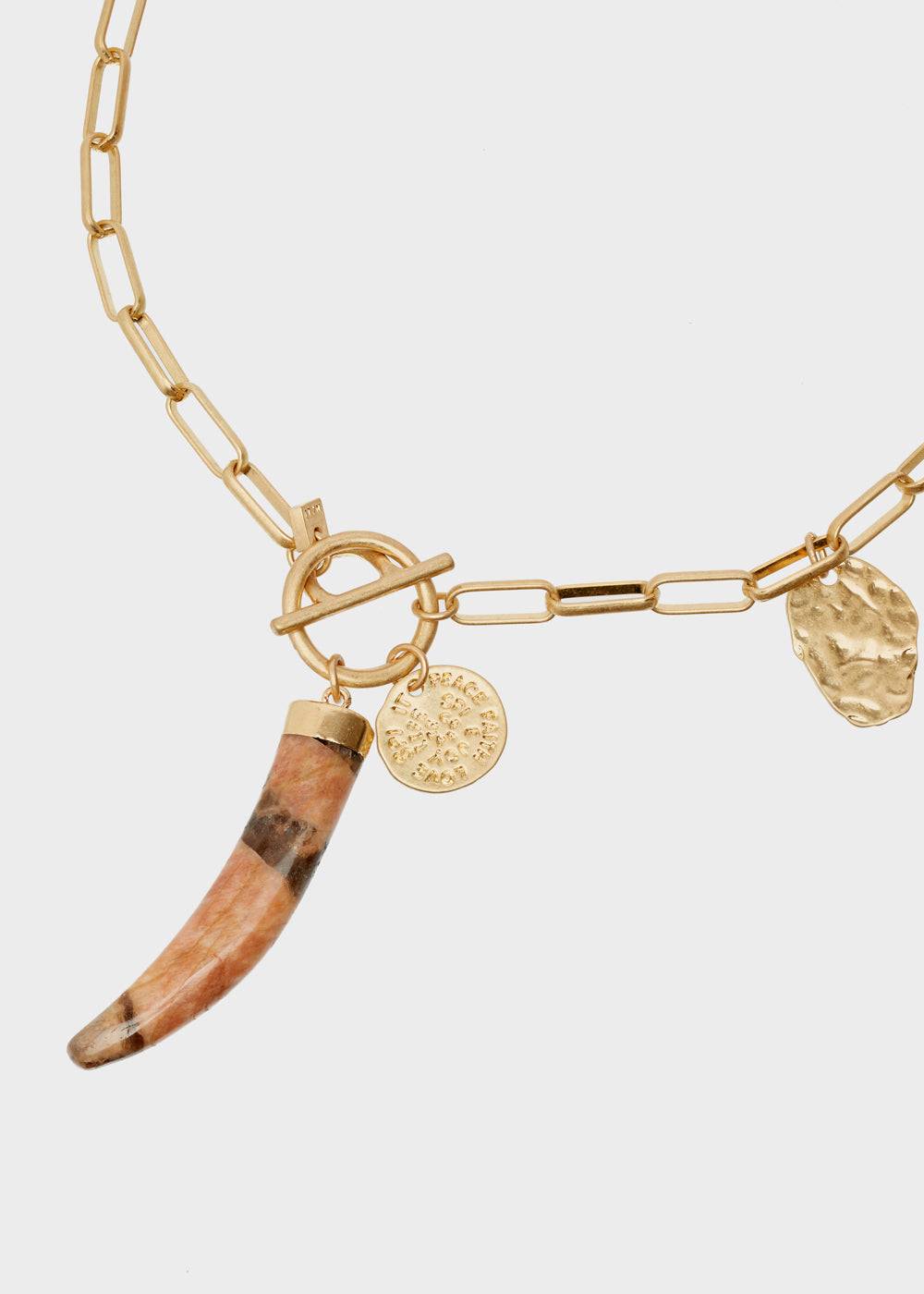 Nalí GOLD CHAIN NECKLACE W/ HORN CHARM Saldi