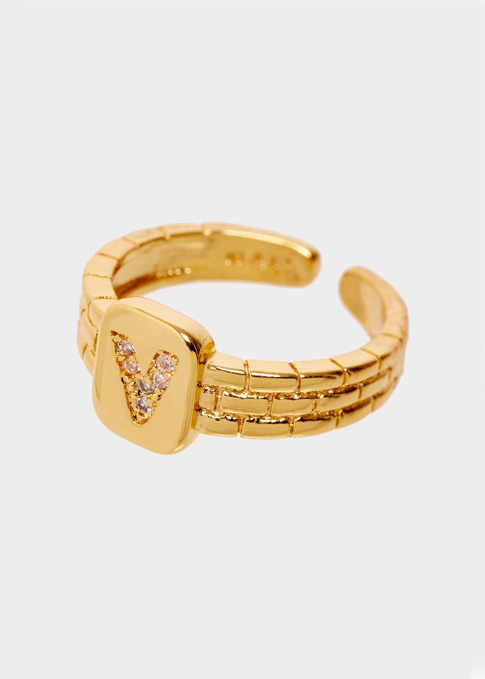 Nalí THIN RING WITH V LETTER IN ZIRCONS Vendite Flash
