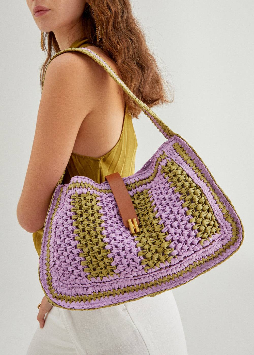 Nalí GIADA SHOULDER BAG GREEN/LILAC In Saldo