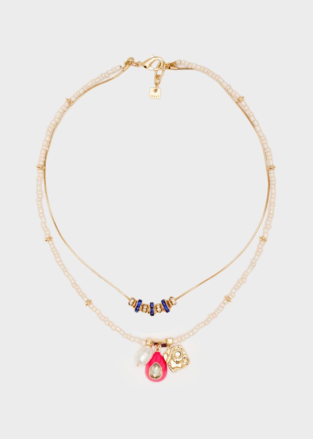 Nalí NECKLACE W/ PINK BEADS + FUCHSIA PENDANT 2025