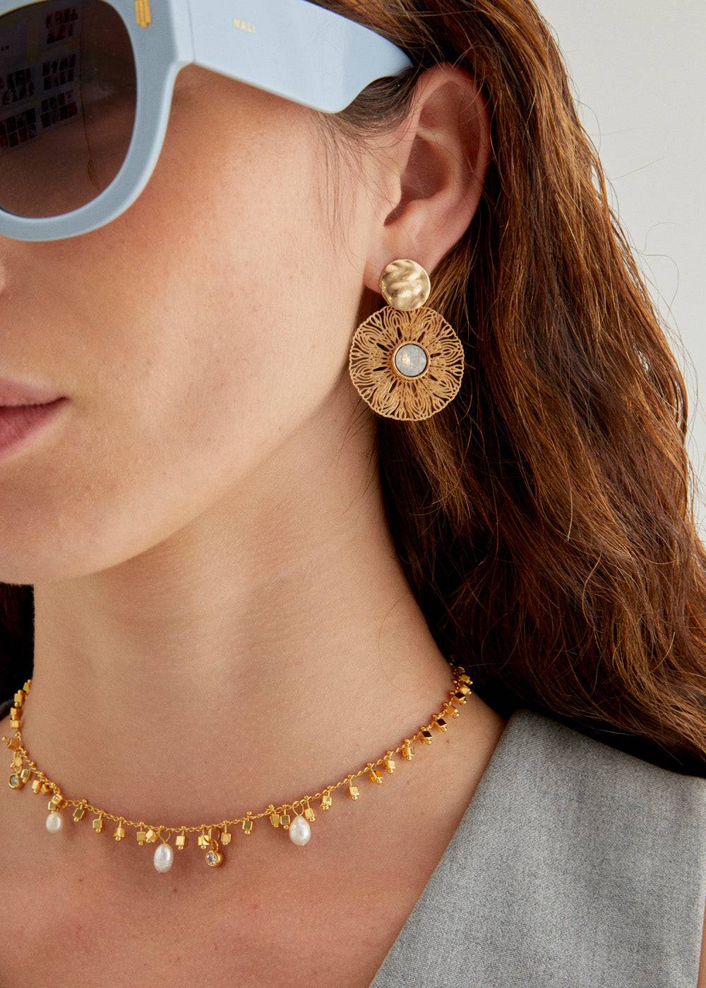 Nalí BLAKE ROUND EARRINGS W/ STONE + COLORS Sottocosto