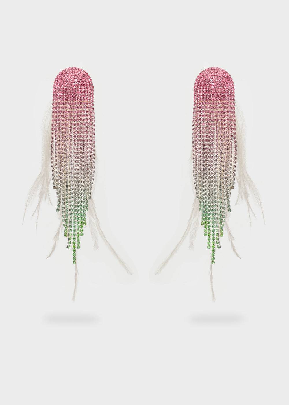 Nalí SPARKLE EARRINGS W/ PLUMES+STONES + COLORS Economico