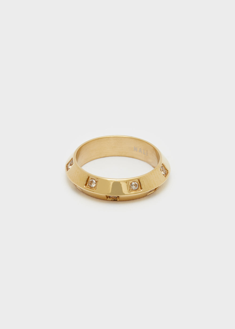 Nalí 14KT GOLD PLAT. S.STEEL RING W/ STONES Vendite Flash