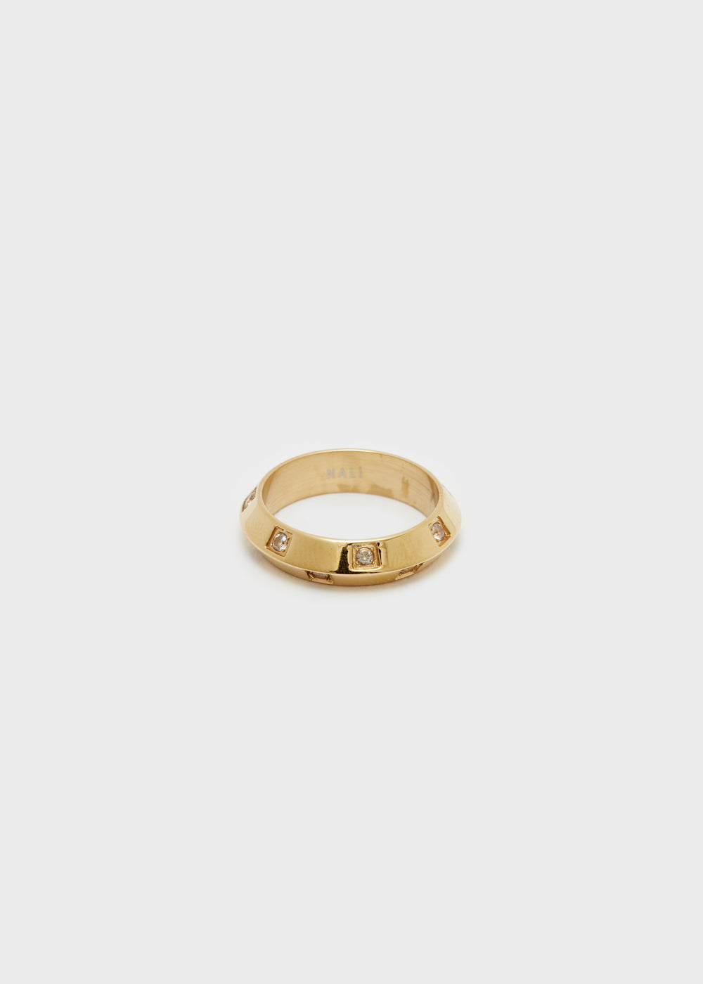 Nalí 14KT GOLD PLAT. S.STEEL RING W/ STONES Vendite Flash