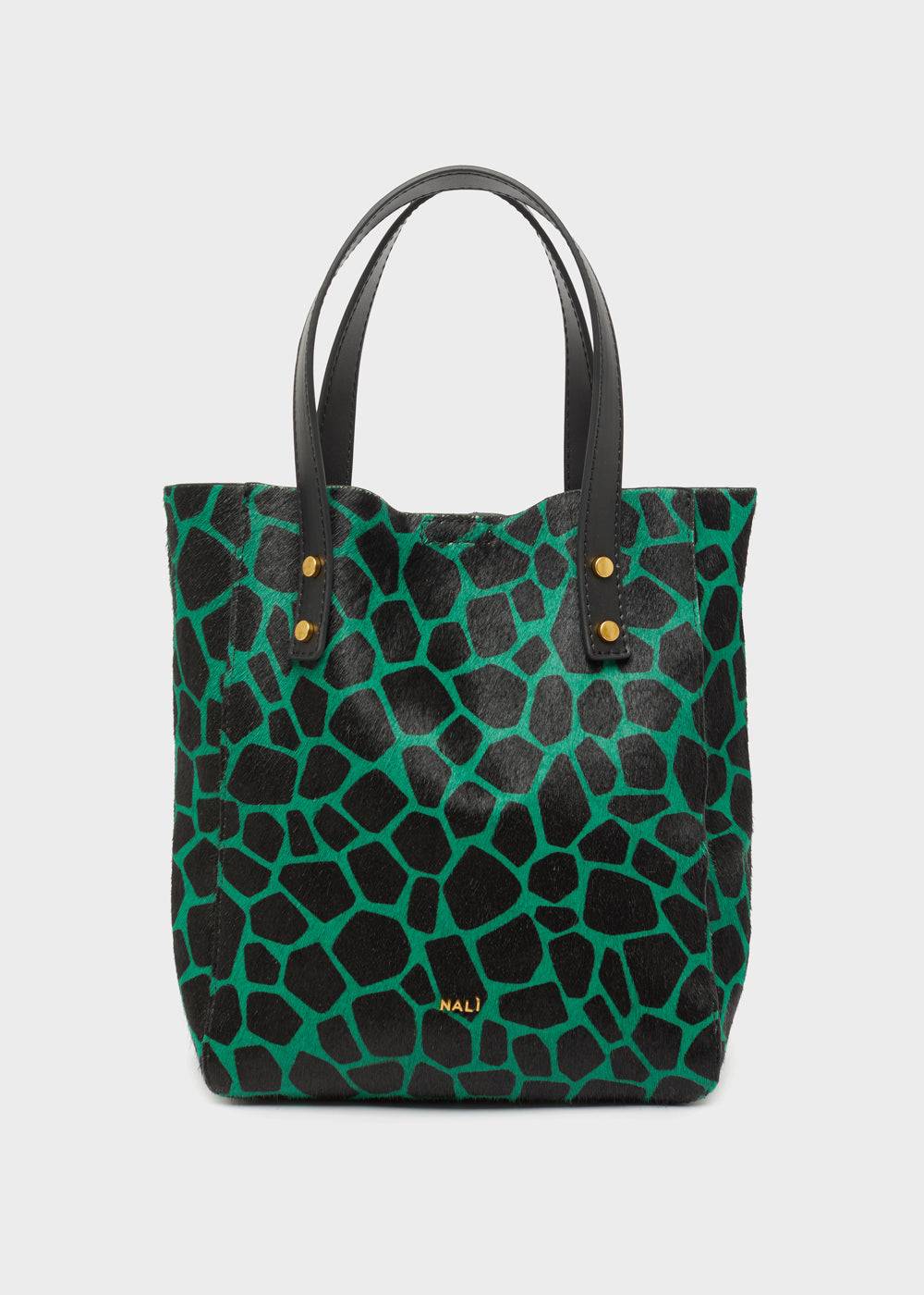 Nalí CHANTAL BAG IN REAL LEATHER GREEN GIRAFFE Nuova