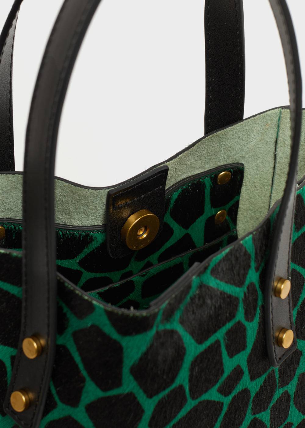 Nalí CHANTAL BAG IN REAL LEATHER GREEN GIRAFFE Nuova