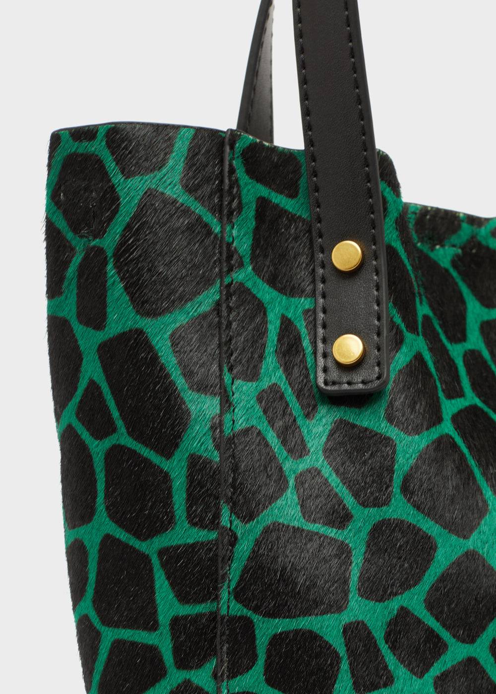 Nalí CHANTAL BAG IN REAL LEATHER GREEN GIRAFFE Nuova