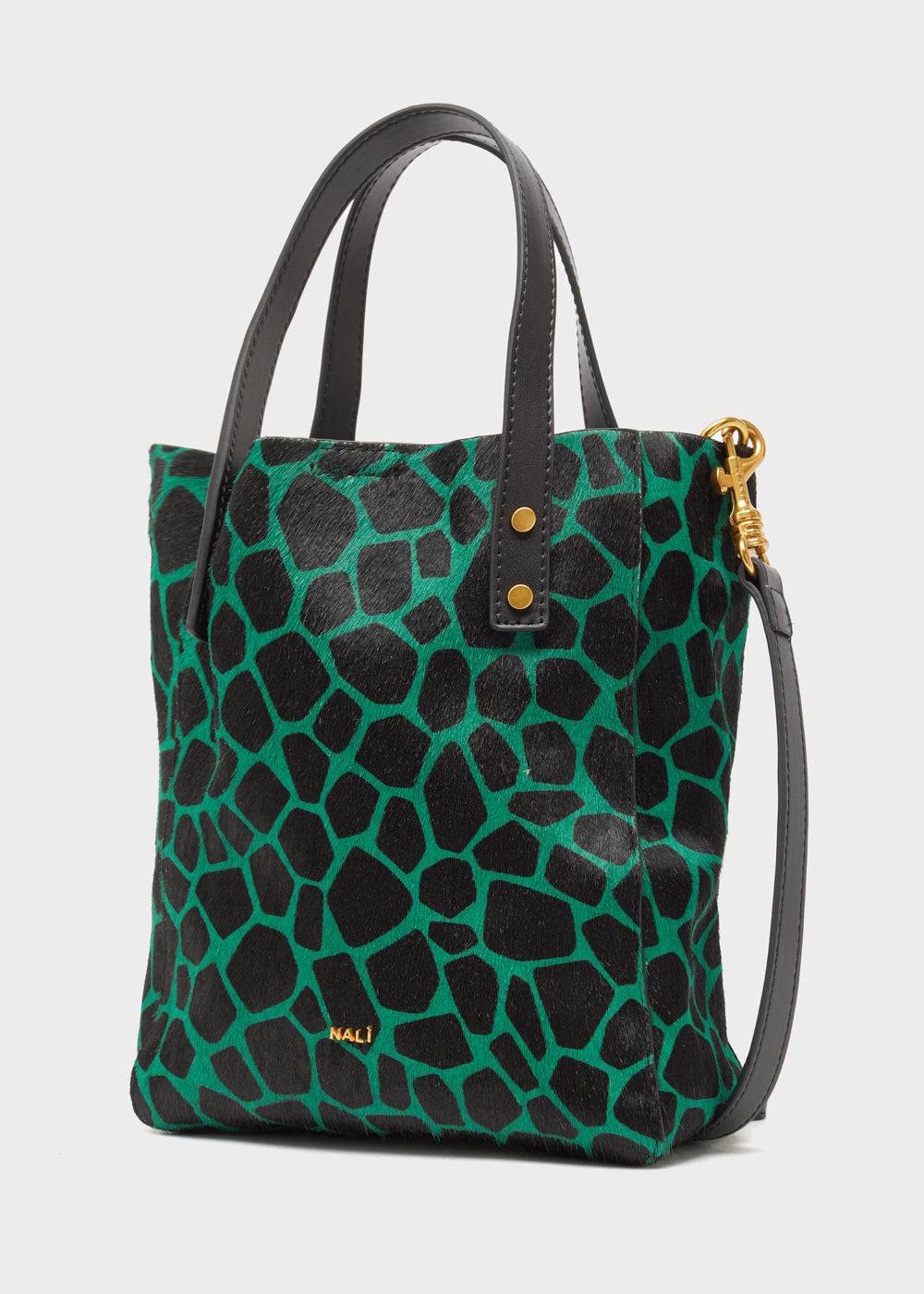 Nalí CHANTAL BAG IN REAL LEATHER GREEN GIRAFFE Nuova