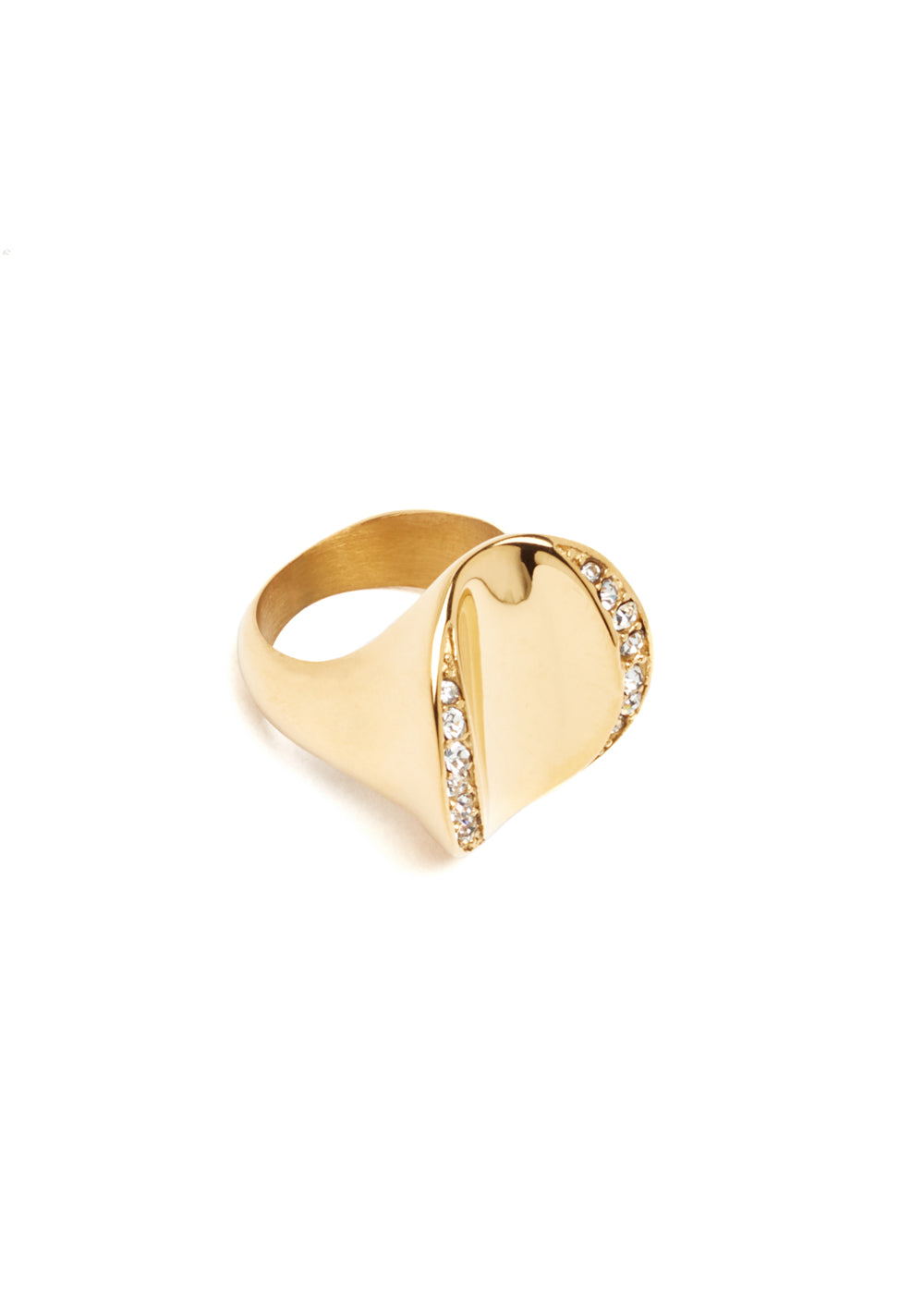 Nalí GOLD HOLLOW BAND RING W/ CRYSTALS STAIN. STEEL II Italy