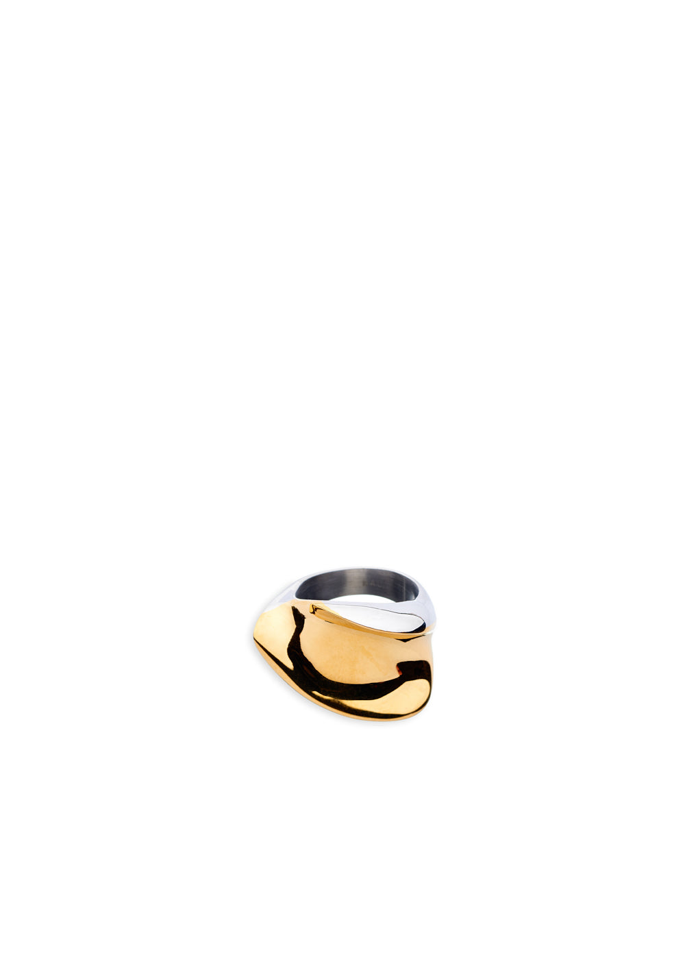 Nalí GOLD & SILVER HOLLOW BAND RING STAIN. STEEL Qualità