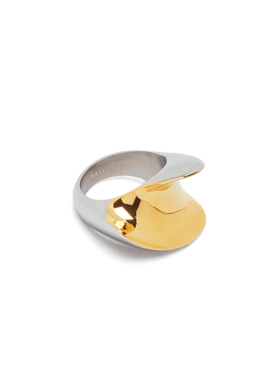 Nalí GOLD & SILVER HOLLOW BAND RING STAIN. STEEL Qualità