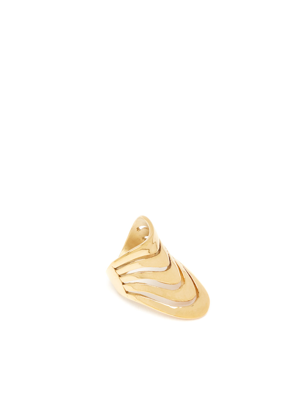 Nalí HIGH BAND RING W/ GOLD STRINGS STAIN. STEEL Vendita
