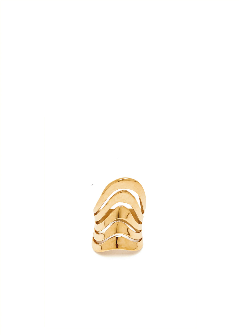 Nalí HIGH BAND RING W/ GOLD STRINGS STAIN. STEEL Vendita