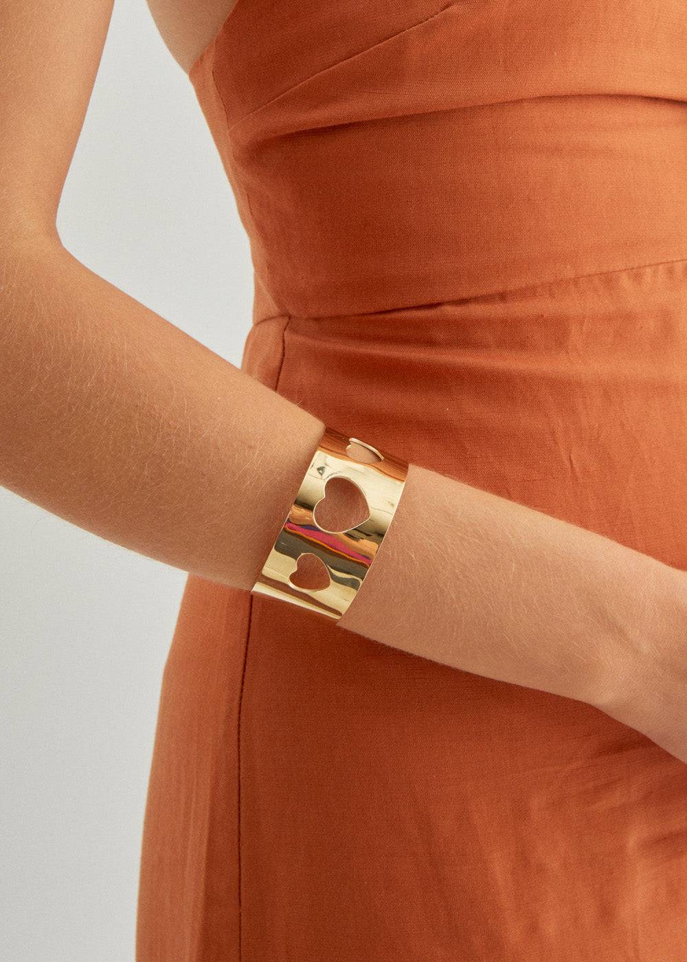 Nalí 14KT GOLD PLA. S. STEEL HEART BRACELET Acquista Ora