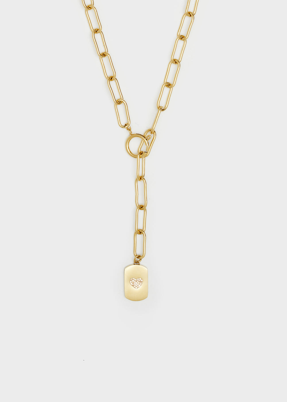 Nalí 14KT GOLD PLA. S. STEEL HEART TAG NECKLACE Promozione Limitata