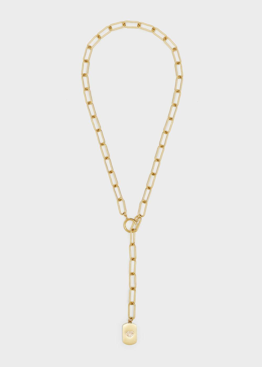 Nalí 14KT GOLD PLA. S. STEEL HEART TAG NECKLACE Promozione Limitata