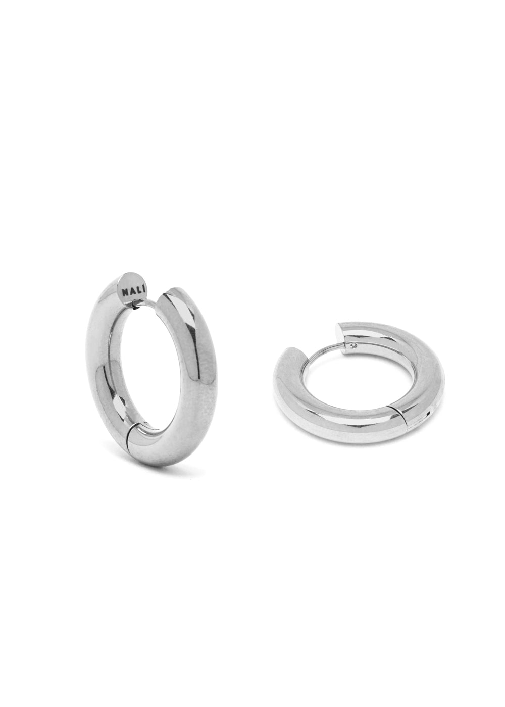Nalí SILVER HOOP EARRINGS STAIN. STEEL Novità