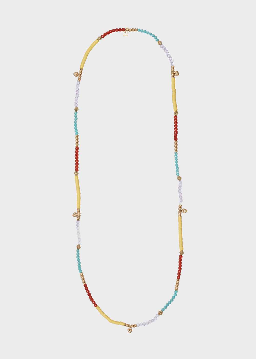 Nalí ERYS LONG NECKLACE MULTICOLOR BEADS HEARTS CHARMS Vendita Calda