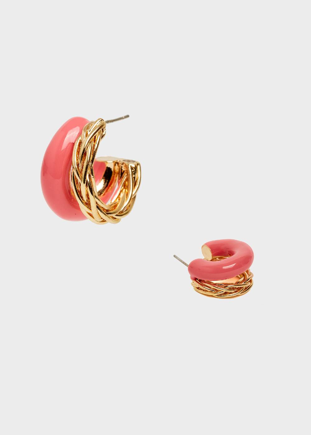 Nalí SIA DOUBLE HOOP EARRINGS ENAMEL ORANGE Nuova