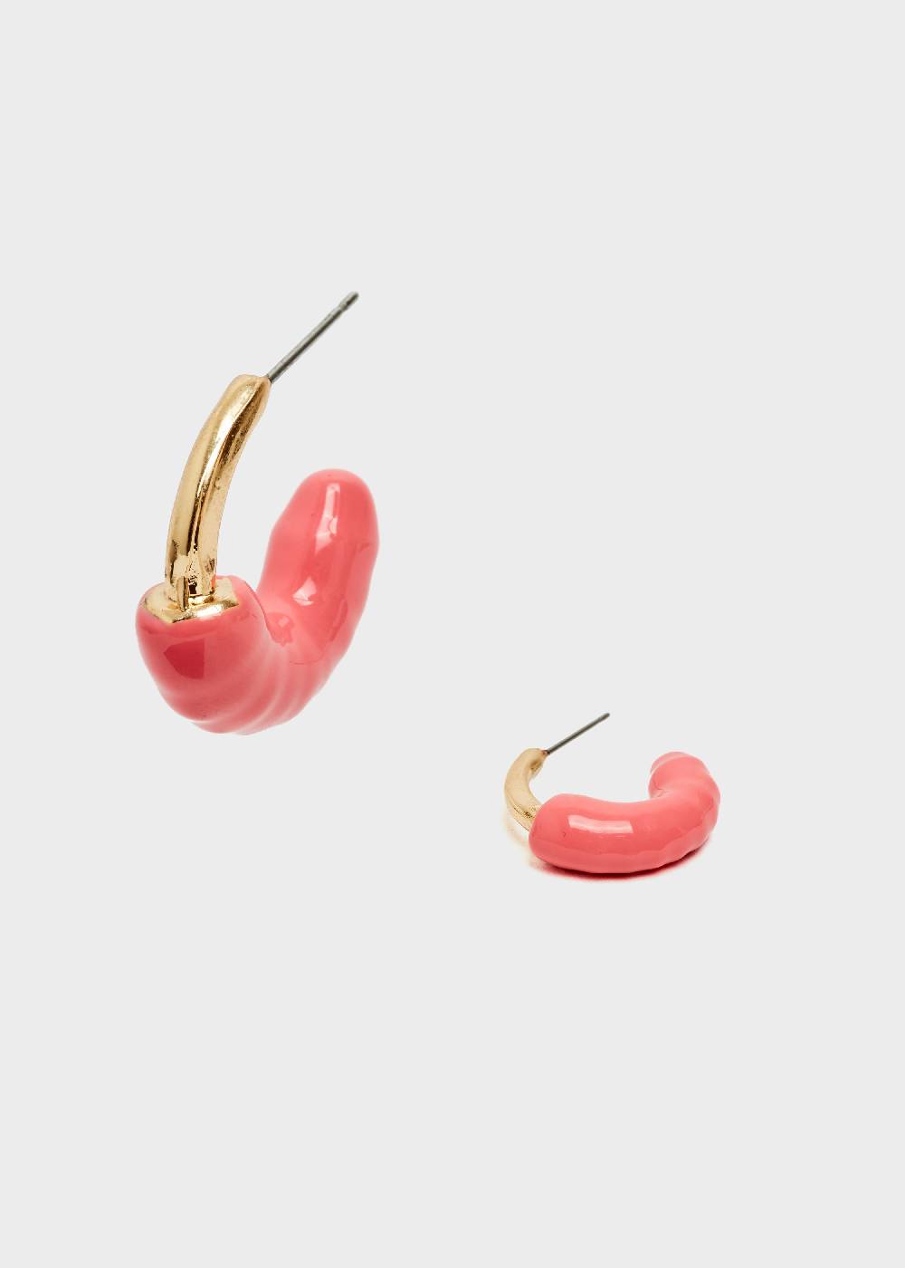 Nalí SHERI HOOP EARRINGS ENAMEL CORAL Moda