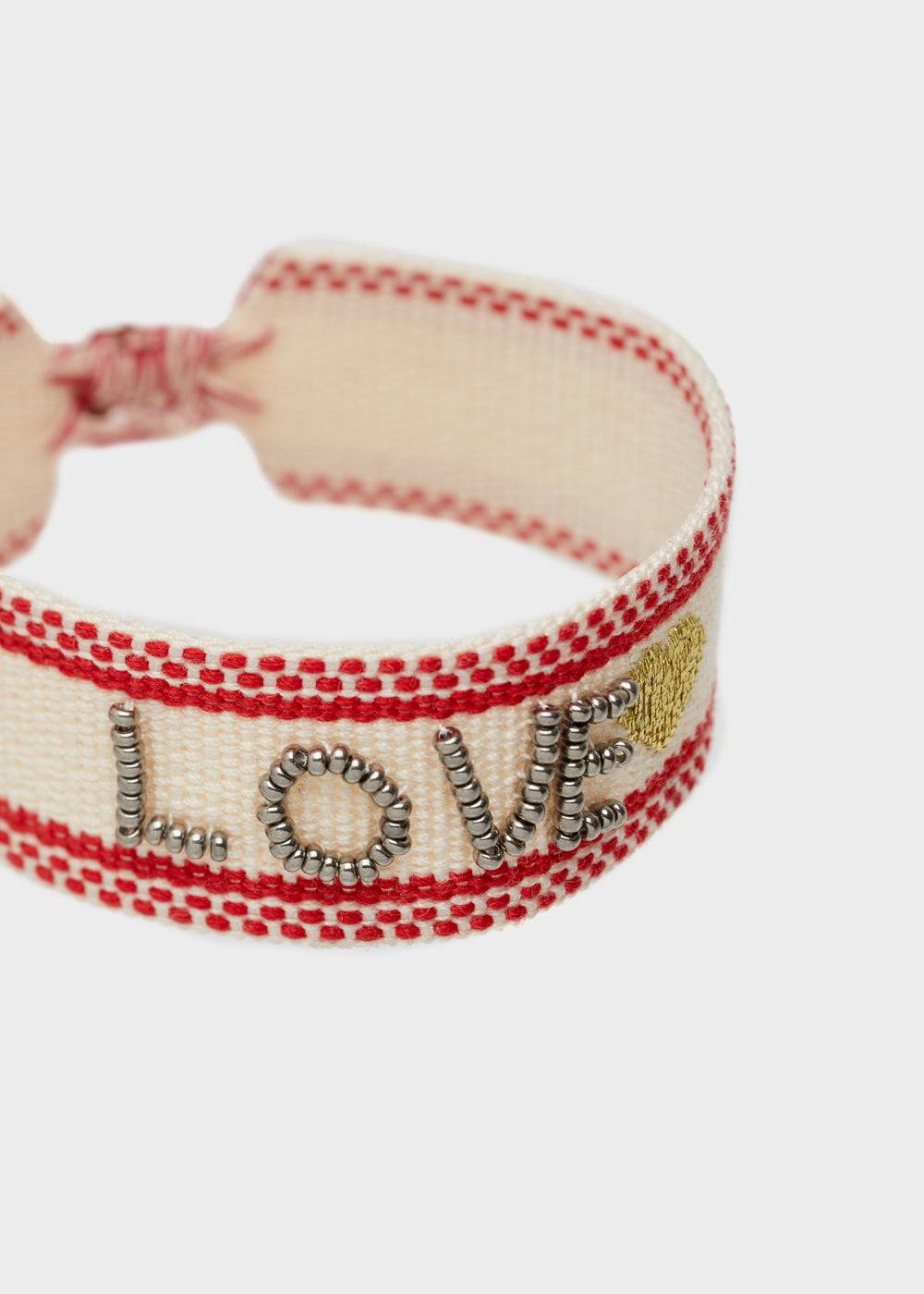 Nalí LOVE FABRIC BRACELET WITH BEADS BEIGE Italy