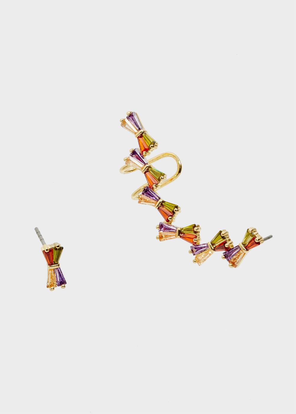 Nalí 14K GOLD PLATED FRAN BOW EARCUFF W/ ZIRCONS In Linea