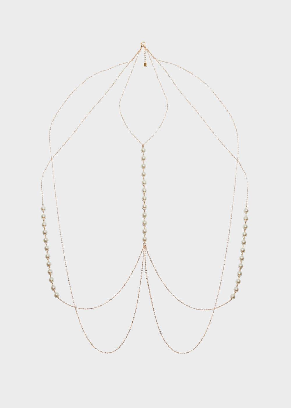 Nalí GOLD BODY CHAIN WITH WHITE PEARLS Vendita