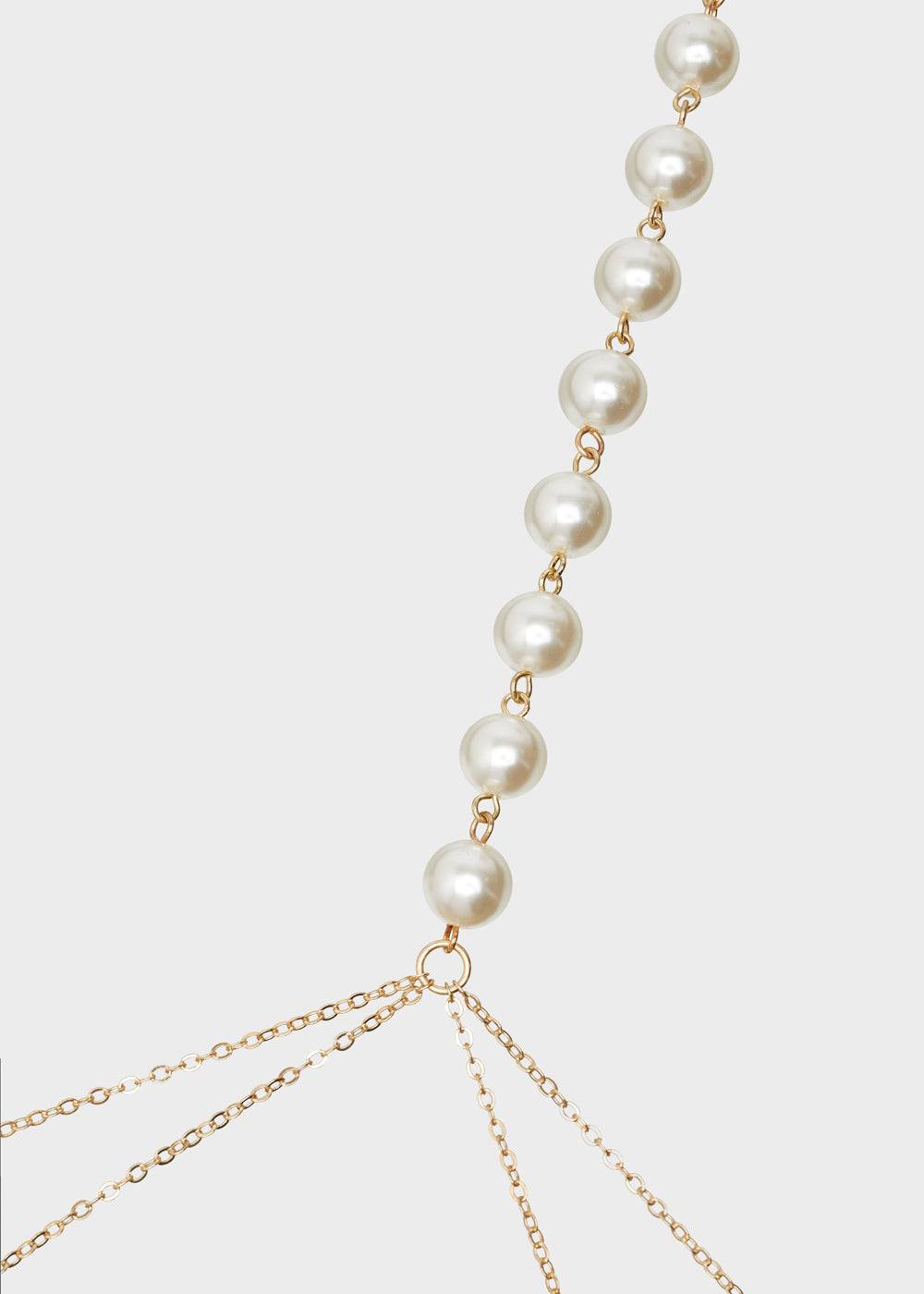 Nalí GOLD BODY CHAIN WITH WHITE PEARLS Vendita